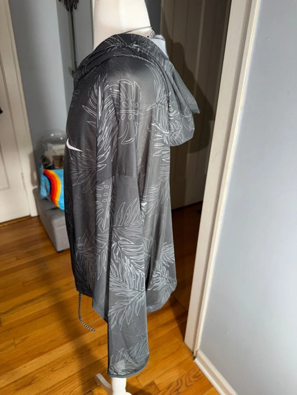 Nike oversized Black Gray Tropical Print Lightweight Hoodie